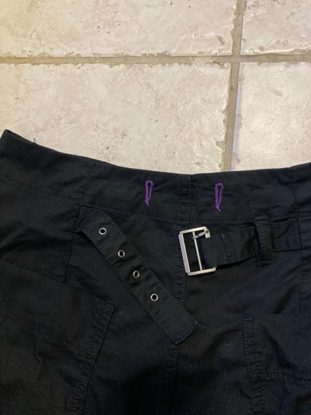 PILCRO Pants Barrel Jeans THE ARIN Buckle Back Black Linen Cotton 31 - Picture 7 of 9